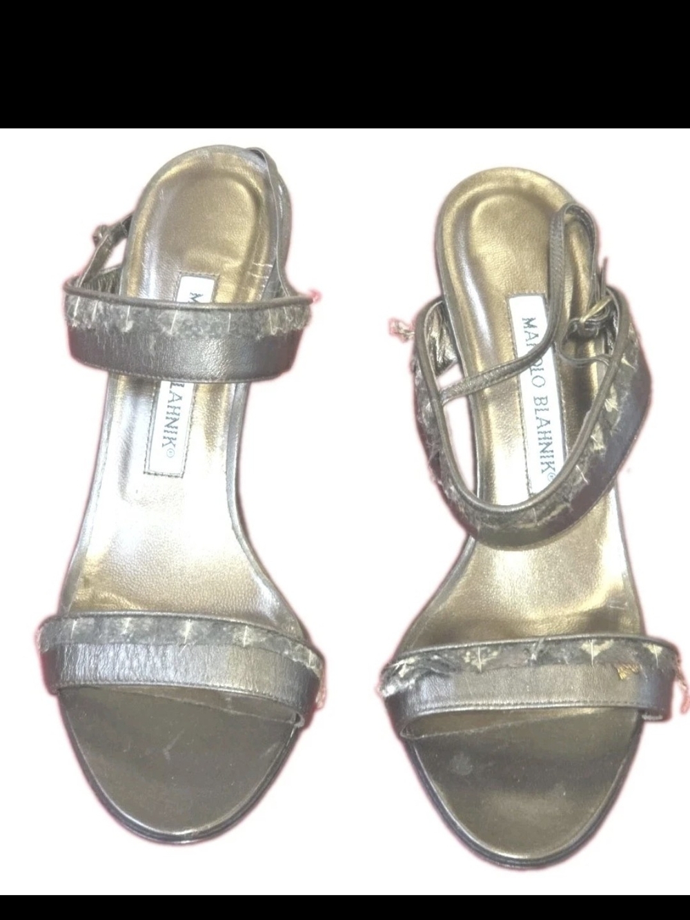 Manolo Blahnik Metallic Gold Strappy Heeled Sandals Size 7.5